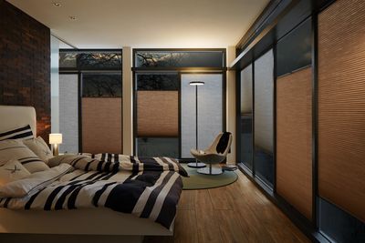 Geplooide blindsystemen, SG 8500, DUETTE® Fixé Unix Dark, Col 20074 / 20077, BB35