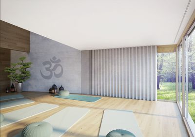 Gordijnsystemen, SG 3870, Yoga room, recessed curtain track